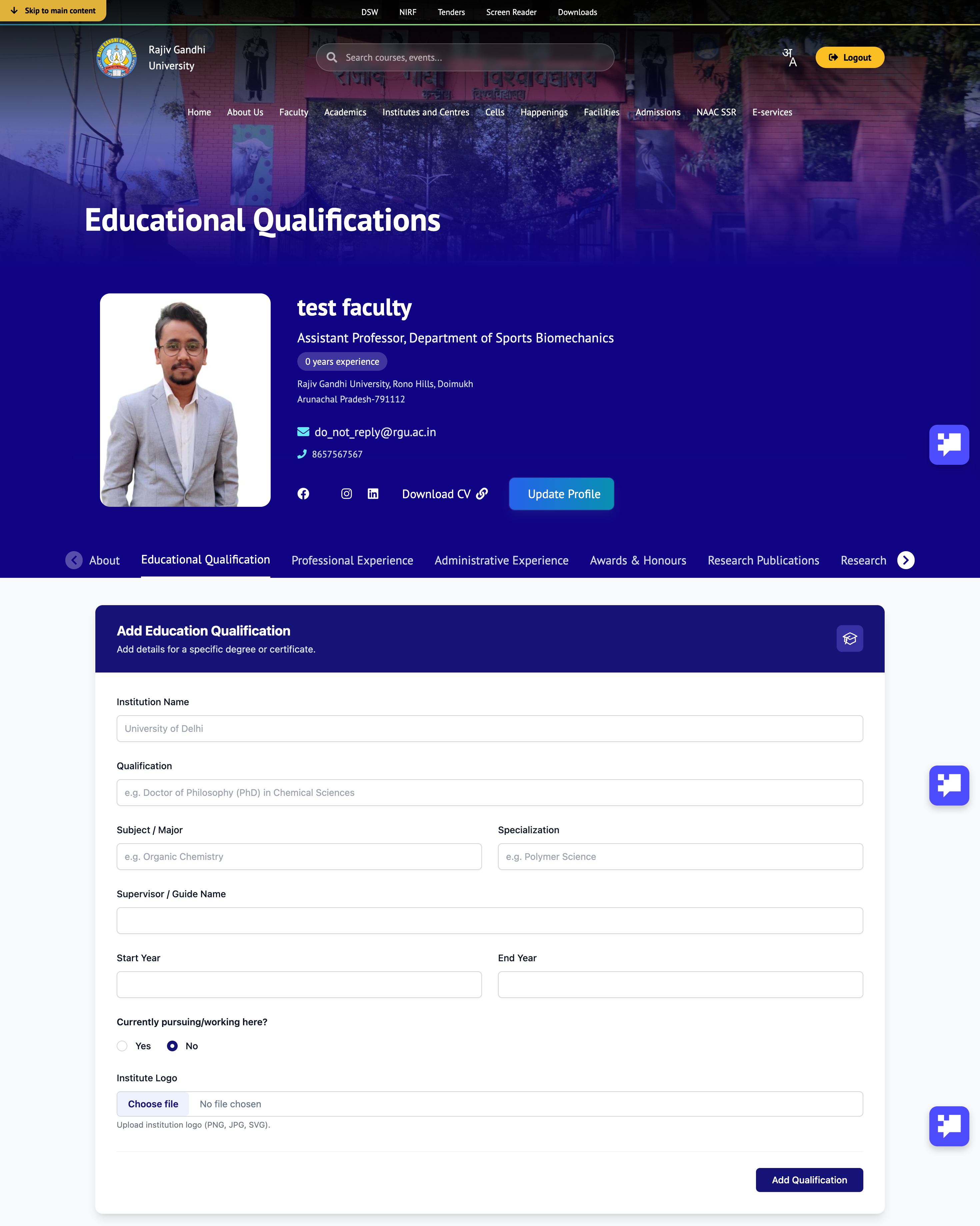 Add Education Form