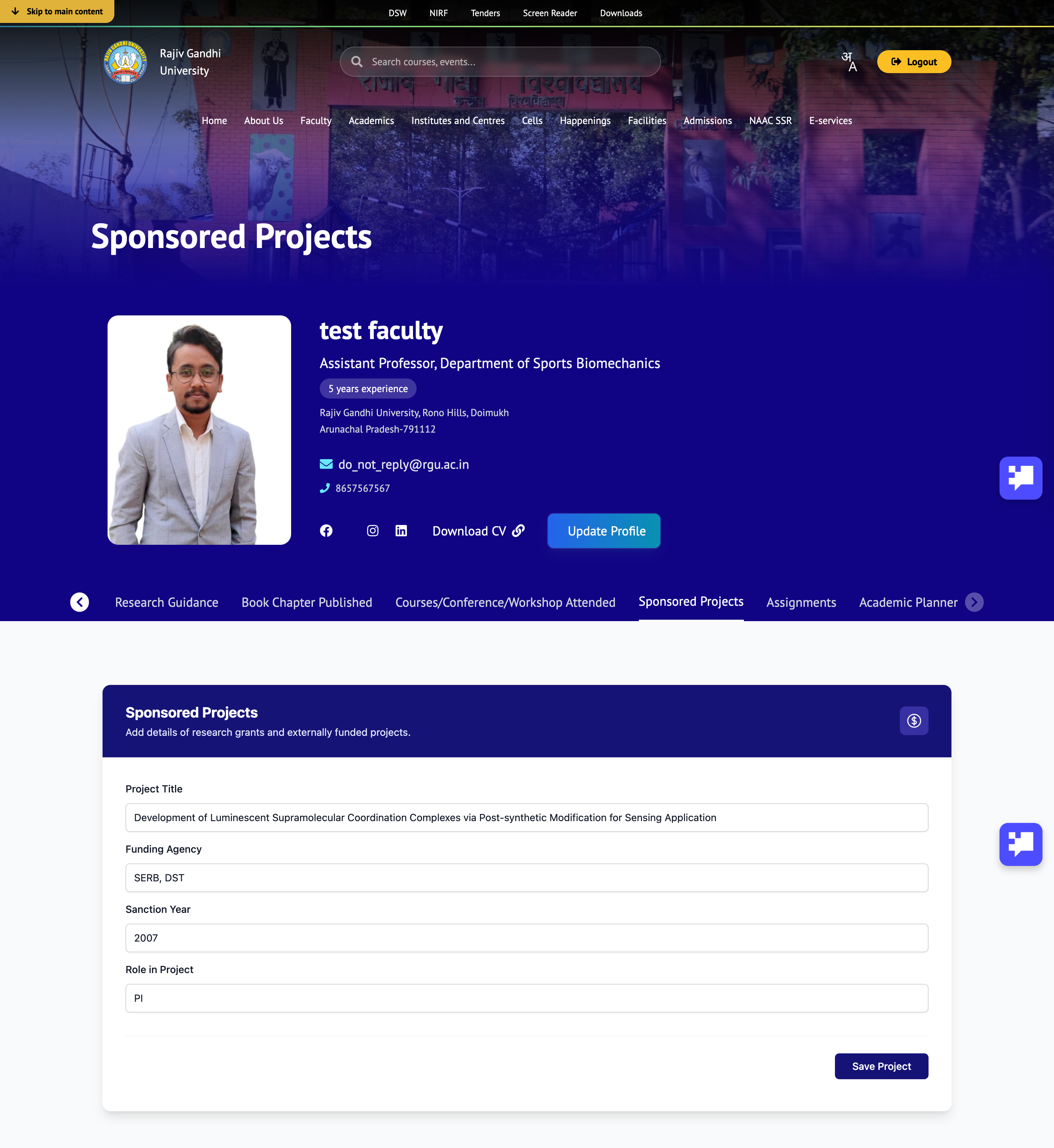 Add Sponsored Project Form