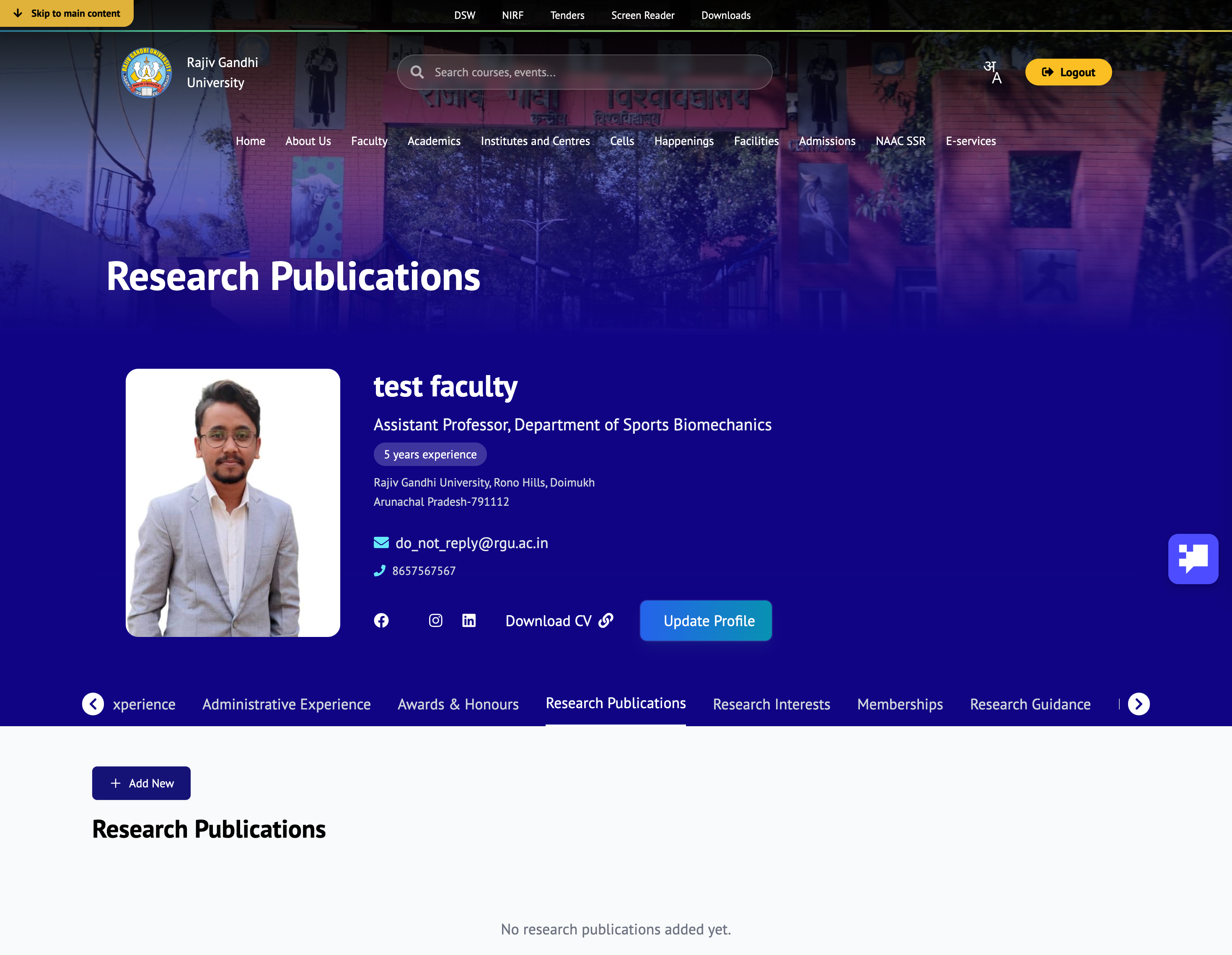 Research Publications Tab
